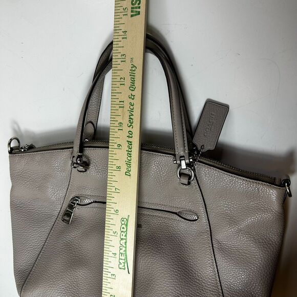 Coach Prairie Beige Taupe Pebble Leather Satchel Handbag #79997 - Picture 12 of 13
